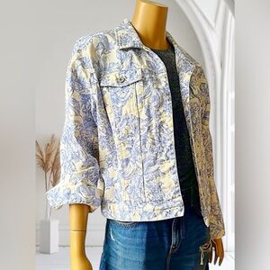 Eddie Bawer Blue and White Floral Jean Jacket